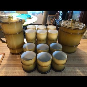 Drinkware set cups and pitcher and ice bucket